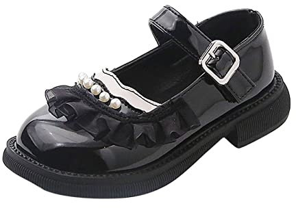Generico Anfibi Donna Platform Bambino Bambino Stivaletti Primavera Estate Bambini Scarpe Casual Ragazze Scarpe in Pelle Scarpe Eleganti Comode Fibbie in Pizzo Stivaletti Gomma (Black, 25 Toddler)