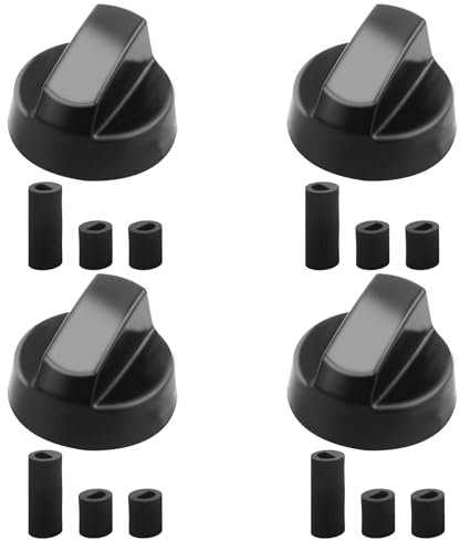 Oupdate 4 Pcs Universal Cooker Knobs Replacement for Gas Hob Switch Control - Direct Mounting Precise Temperature Stoves - 42mm Plastic for Kitchen Oven