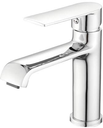 Vuadzren Waschtischarmatur, Messing Einhebelmischbatterie Waschbecken Armaturen für Badezimmer mit 3/8 Röhren für Warm- und Kaltwasser 60 cm (Chrom)