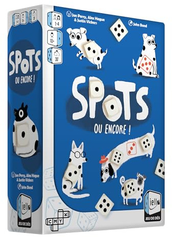 IELLO Würfel Spots oder Noch – Würfelspiel und Hunde Alle, Stop oder Noch und Platzierung auf Karten, 1 bis 4 Spieler – niedliche Illustrationen
