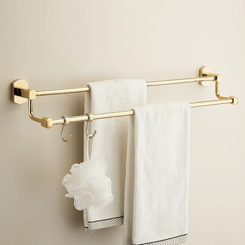 Handtuchhalter Antiker Messing-Doppelhandtuchhalter, wandmontierter Handtuchhalter for Badezimmer, Vintage-goldenes dekoratives Badezimmerzubehör, for Badezimmerwand Edelstahl Handtuchhalter(40cm)