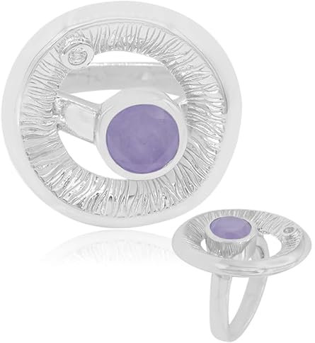 Cavill Lavendel Jade Damenring 1,216 ct mit 0,032 ct Weißem Topas, 925 Sterling Silber, moderner Asymmetrischer Schmuck, eleganter Lavendelfarbener Edelstein
