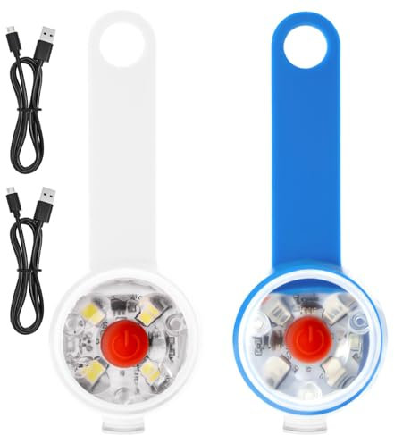 2 Stück Haustier Leuchtanhänger für Hunde, Katzen, USB Wiederaufladbare LED Sicherheit – Wasserdichte Blinklichter mit 3 Blinkmodi, Hochsichtbare LED Leuchten für Nachtspaziergänge – Blau & Weiß