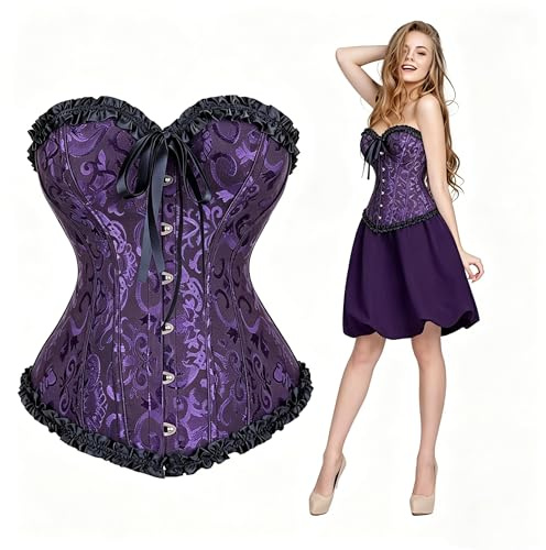 SilverChry Corset Mujer, Corpiños Mujer, Corset Reductor Top Fajas, Bustier Corsé Cortesano Overbust Gótico Ropa Carnaval Disfraz Pirata Bandeau