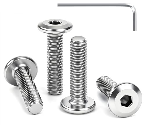 GUNGY Vis à Tête Plate M8 x 30 mm Vis à Six Pans Creux en Acier Inoxydable A2 V2A Boulons de Meubles Hexagonale Filetage Complet avec Clé Allen 20 Pièces