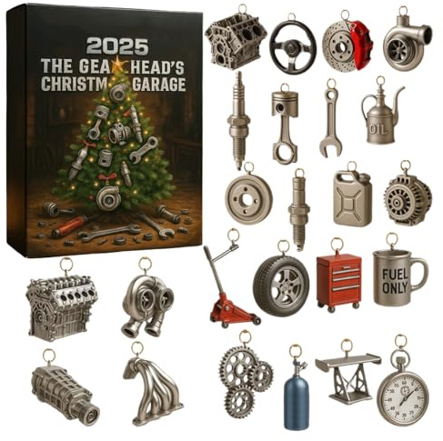Garagen Adventskalender 2025, Die Weihnachtsgarage Des Autofreaks, Auto-Adventskalender Mit 24 Mini-Autoteilen Und Werkzeugen Für Männer Erwachsene Ehemann Festival Zuhause Party Feiertag