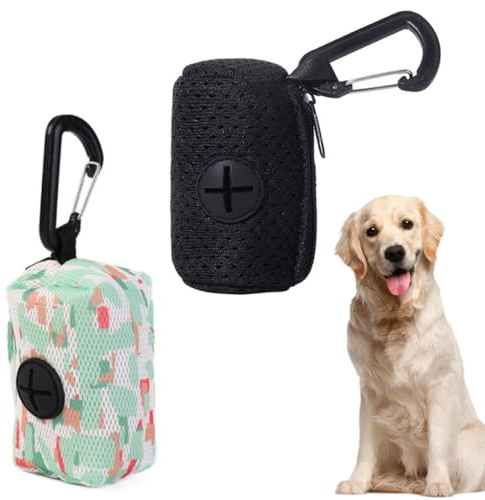 JYNXOR 2 Pièces Distributeur sac a crottes chien, Sac chien crotte, Porte Sac Dejection Canine avec Mousqueton, Supports de Sac pour Chien, Porte-Sac à Crottes Convient pour Laisse de Chien