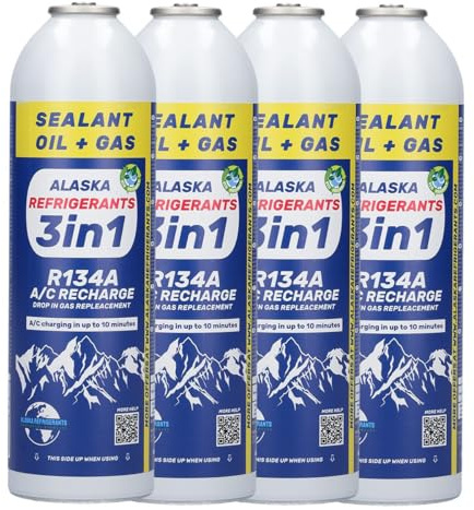 4 x Alaska Refrigerants 3in1 R134a Ersatz kältemittel mit PAG 100 Öl und Dichtmittel