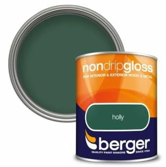 SuperGift.com Non Drip Gloss Paint Holly Green 750ml High Gloss Finish for Wood & Metal, Easy-Apply Trim Paint for Doors, Skirting, Radiators & DIY Projects