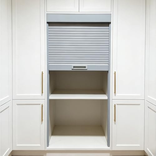 CHZDPP Puertas abatibles Kit de Puerta Enrollable de plástico ABS con guía, Puerta de Armario retráctil Vertical para Cocina/trastero, Color y tamaño Personalizables