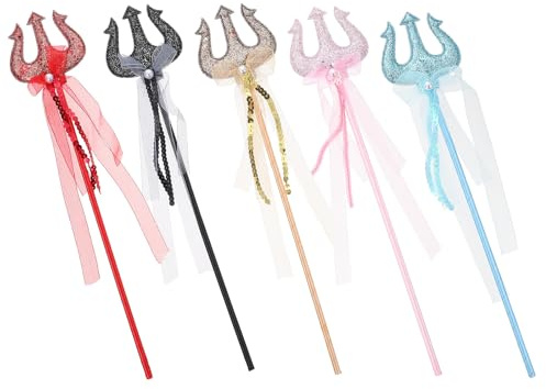 UPKOCH Lot de 5 Baguettes Magiques pour Garçon et Filles en Tissu Ruban, Décorations d'halloween Lumineuses et Colorées, Accessoires Fée pour Fête Costumée et Anniversaire