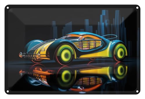 Wallario Blechschild Wandbild aus Metall Retrowave-Renner - 20 x 30 cm in Premium-Qualität: Brillante Farben