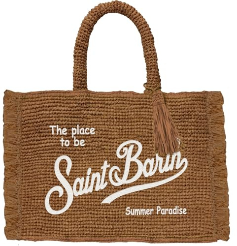 Saint Barth Borsa Mare Donna in Rafia con Logo