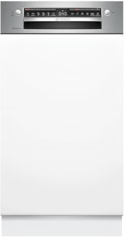 Lavastoviglie 45 cm, Frontalino acciaio, 10 coperti, Cestelli CarioFlex e 3° cestello posate, 6 programmi, 4 opzioni, Programma manutenzione, Preferito (prelavaggio), Home Connect, Efficient Dry