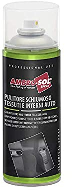 Ambro-Sol A471 Pulitore Schiumoso Tessuti e Interni Auto, Rimuove Sporco e Grasso, Spray ad Asciugatura Rapida, Bomboletta in Banda Stagnata Riciclabile 400 ml