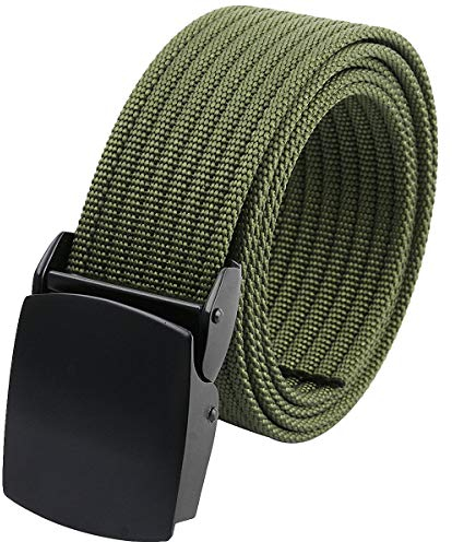KYEYGWO Einstellbare Nylon Freizeitgürtel, Herren Tactical Hiking Belt aus Metallschnalle, Outdoor Stoffgürtel Männer Taillengürtel im Militärstil, Grün