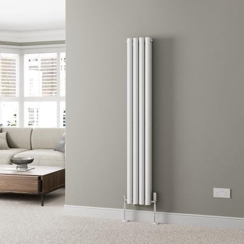 DuraTherm® 1600 x 240mm White Vertical Designer Radiator Double Column Oval Tube Modern Central Heating Panel Bathroom Radiators