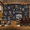 Personnalité papier peint noir et blanc graffiti thé café-restaurant loisirs bar de l'eau magasin mural restaurant occidental papier peint 3d foot gris noir poster pierre photo salo-250cm×175cm