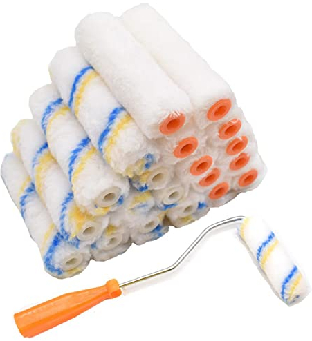 Mini Rouleaux de Peinture,Liwein 20 Pièces Petit Pinceau Brosse à Rouleau de Peinture Mini Manchon Peinture pour Maison Décoration Mural Plancher Jardin Plafond Porte