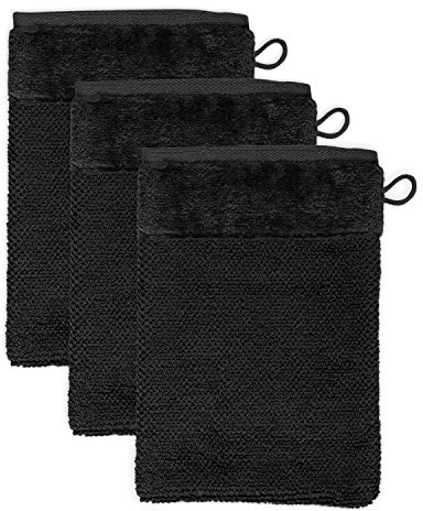 Möve Bamboo Luxe Waschhandschuhe, Black, 20 x 15 cm, 3