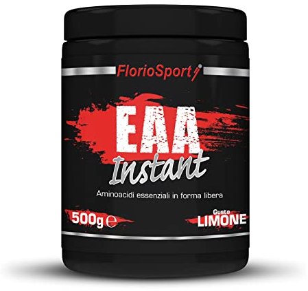Aminoacidi Essenziali EAA 500g in polvere FlorioSport. Integratore di Aminoacidi in Forma Libera ed a Solubilità Istantanea (Limone)