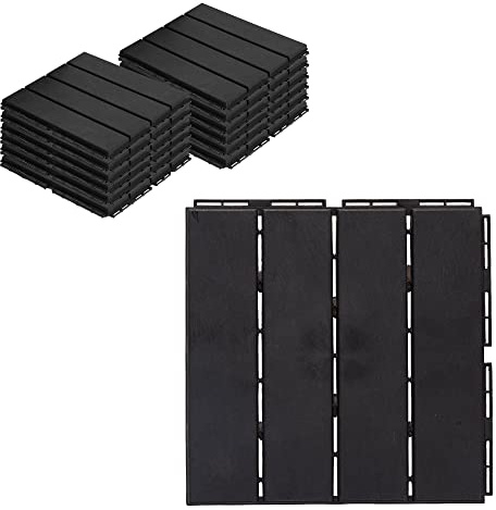 ASTEROUTDOOR Interlocking Deck Tiles Plastic Waterproof Outdoor Flooring 12 x 12 for Patio Garden Deck Poolside Indoor Outdoor, 10 pcs, Gray