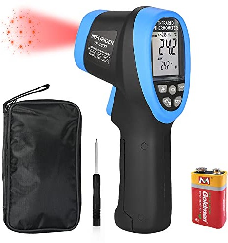 INFURIDER Infrarot-Thermometer-Pistole, YF-1800, berührungslos, digitales Laser-Temperaturanzeige, -50 °C bis 1800 °C, IR-Pyrometer, hohe Temperatur-Pistole für Industrie-Ofenofen