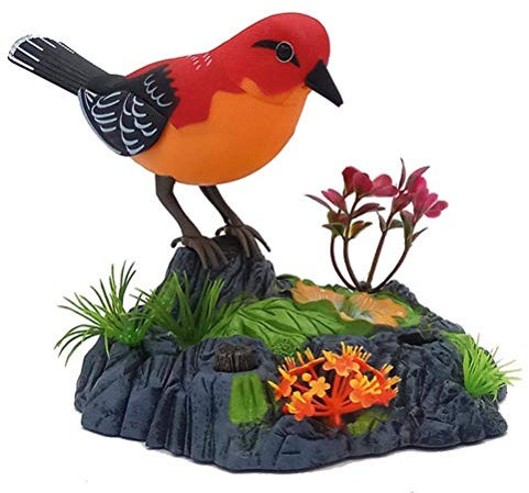 Electronic Singing Chirping Bird Toy With Motion Sensor Activation - Kids Electric Animal Toy for Bird Cage Decor in Home and Garden