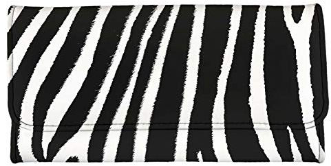 chaqlin Geldbörse für Damen, PU-Leder, lang, Kreditkartenhalter, Organizer, Clutch, Reißverschluss, Handy-Tasche, Zebra Skin (Schwarz) - S-ALL5093D97-55