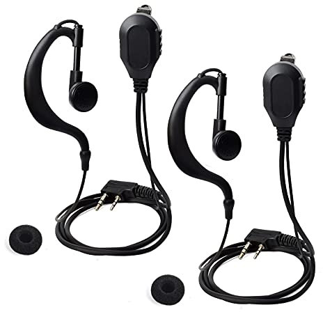 HYSHIKRA Walkie Talkie en Forma de G con micrófono G para Auriculares Compatible con Baofeng UV-5R BF-888S Kenwood Two Way Radio (2 Unidades)