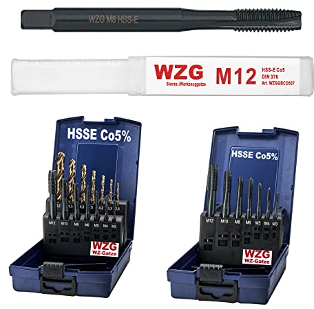 Einzelne Gewindebohrer oder Gewindebohrer Set Satz Metrisch M3, M4, M5, M6, M8, M10, M12, (bitte Größe in der Auswahlliste wählen) Größe: Gewindebohrer Set ohne KL Bohrer in ABS Box