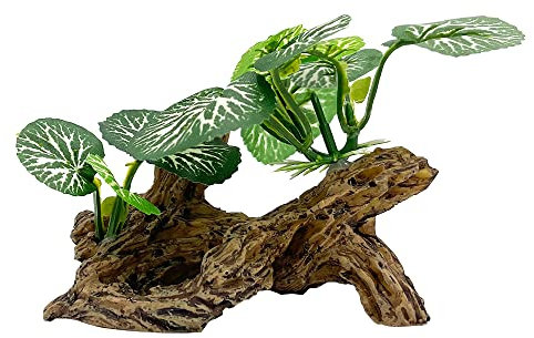 Smoothedo-Pets Aquarium Plants Fish Tank Decorations Betta Rest Soft Silk Leaf/Small Size Plastic Artificial Plant Goldfish Waterscape Fish Hides Snake Tank/Reptiles Plants (Driftwood Type (CC)