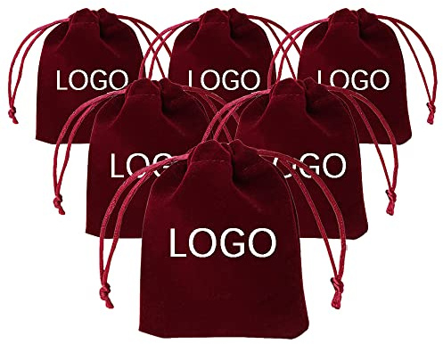 TOPTIE 50 Stück Personalisierte Samt-Geschenktasche mit Kordelzug Samt Schmuckbeutel Kleine Samtbeutel für Hochzeiten, Weihnachten