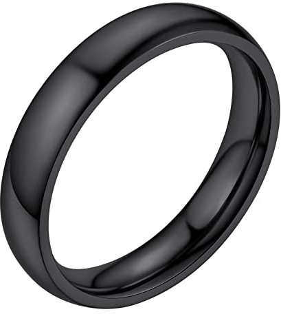 Bestyle Ring Schwarz Herren 4mm Partnerring Edelstahl Damen Frauen Verlobungsringe Ehering Hochzeitsringe Ringgröße 64 Modeschmuck für Geburtstag Weihnachten
