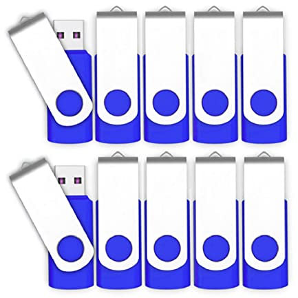 Vixelle 10 Pack 8GB High Speed USB 2.0 Flash Drives – 360° Swivel Metal Style USB Stick Pen Drive with Keychain Loop – 8GB USB Memory Sticks Bulk Pack for PC, TV, Mac, Car Audio – Blue
