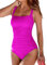 Joligiao Femme Maillot de Bain 1 Pièce Sexy Ventre Push Up Swimsuit en Vogue Siamois Amincissant Dos Nu Bikini Sexy Elégant,L,Rose Vif