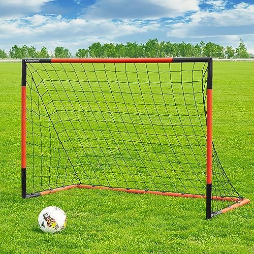 KAIHAOWIN Fußballtor 90x75 cm - Stahlrahmen Fussball Tor mit Allwetternetz - Fußballnetzdas für Kinder und Erwachsene - Schnelle Montage und langlebiges Sporttrainingstor für Garten/Draußen