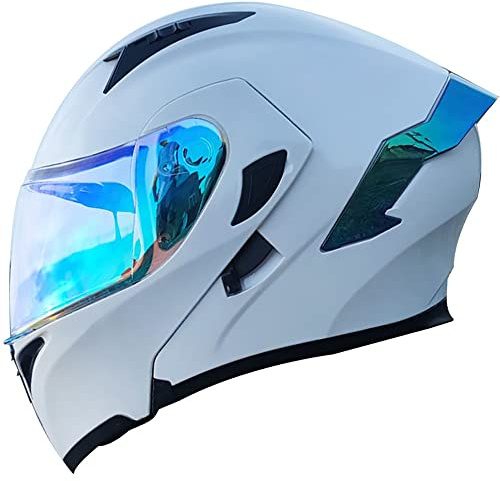 Motorradhelm mit DOT/ECE-Zugelassener Helm Motorrad Klapphelm Integrierter Motorradhelm mit Anti-Fog-Doppelvisier Vollgesichts Motorrad Rennhelm für Erwachsene Männer und Frauen