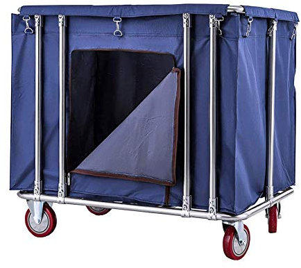 MERTNK Chariots Mobiles, Chariots de Rangement de Cuisine, Chariot de Tri de Panier À Linge Avec Sac À Roulettes Silencieuses, Série Commerciale Executive Roulant Avec Porte À Fermeture Éclair/Blue/90