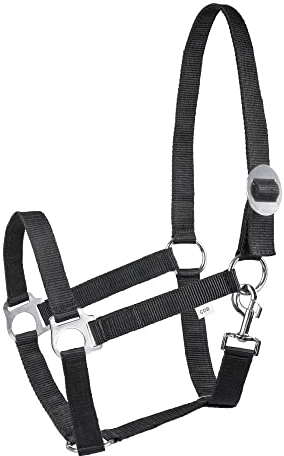 Halfter für Pferde Start Economic Pferdehalfter - Verstellbares Halfter Pferd, Stallhalfter Pony, Vollblut, Warmblut (Schwarz, Pony)