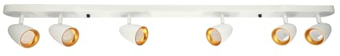 EDO Sechs-Spot Deckenleuchte OVO 6 Weiß Gold Deckenlampe LED White Gold IP20 GU10 6-flammige, Drehbar Spotleuchte GU10, Strahler, Deckenleuchte 230V, für Wohnzimmer, Goldring EDO777244