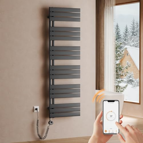 S'AFIELINA Scaldasalviette Elettrico Bagno WiFi 1599x500mm 1000W, Antracite | Termoarredo Elettrico Bagno con Termostato, Programmabile, LCD, Scalda Asciugamani Elettrico, Radiatore Scaldasalviette