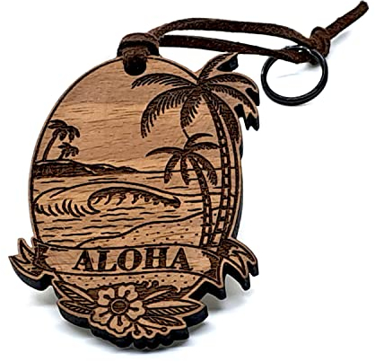 nofame.Design | Schlüsselanhänger Holz | Aloha | Vollholz | Walnuss | Geschenk | Anhänger | Einzigartig | Urlaub | Sommer | Hawei