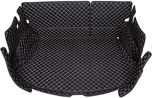 BOIEU Auto Leder Kofferraummatte für Peugeot 5008 (7seats) 2017-2023, Antirutschmatte Kofferraum Schutzmatte Kofferraumschutz, Auto Zubehör,B/Black-beige