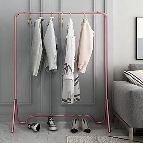 Kleiderständer, freistehender Metall-Garderobenständer, Boden mit Hängestange, starke Tragfähigkeit, einfache Kleiderhaken für Schlafzimmer, Flur, Wohnzimmer, Roségold