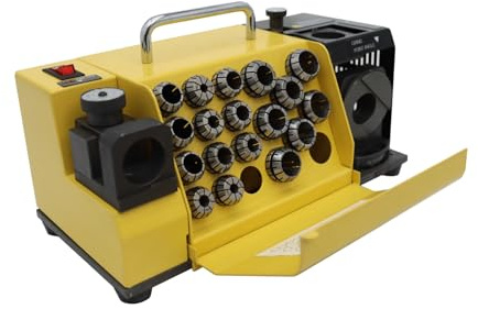 PreAsion 110V MR-20G Drill Bits Sharpener 3-20mm Drill Bits Sharpener with 18 Collets Angle Adjustable Grinding Machine 100°(95°)~135°Twist Drill High-precision Sharpening Tool (CBN wheel for HSS)
