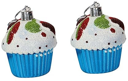 Garneck 6stücke Hängende Cupcake-Ornamente Blauer Weihnachtsbaumanhänger Weihnachtsschmuck Aus Kunststoff Für Party Und Festdekorationen