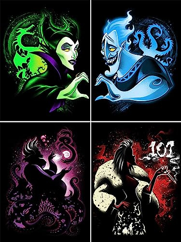 Youtheart Diamond Painting Villains Diamond Art, 5D Full Drill Cross Stitch Embroidery Kits (4 Packs)