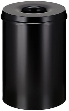 PROREGAL Selbstlöschender Papierkorb & Abfallsammler aus Metall | 30 Liter, HxØ 47x33,5cm | Schwarz