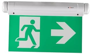 Jandei - Luce LED per Uscite di Emergenza da 3W, installazione a Soffitto o Parete. Pittogramma Destra/Sinistra, Segnale di Fuga, Protezione Antincendio, Doppia Faccia. 3 ore di Autonomia.